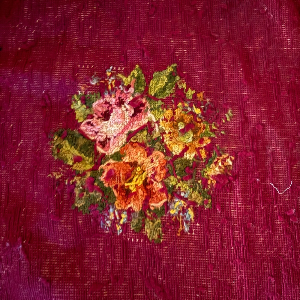 3 Vintage needle point hand made floral wool antique pieces #111